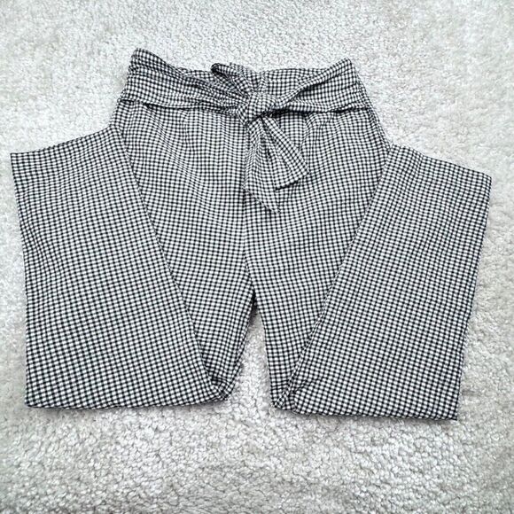 Free People Westside Gingham Seersucker Tie Waist Pant Black White - Picture 6 of 12